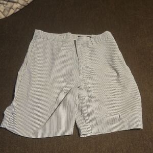 Greg Norman Collection Men's Blue and White Striped Shorts